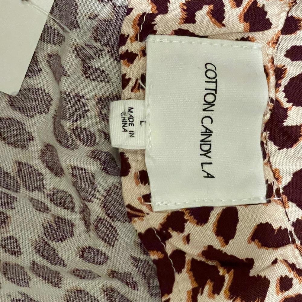 NWT Cotton Candy LA Kali Leopard Print Midi Skirt Pink Large Slit - Picture 5 of 8